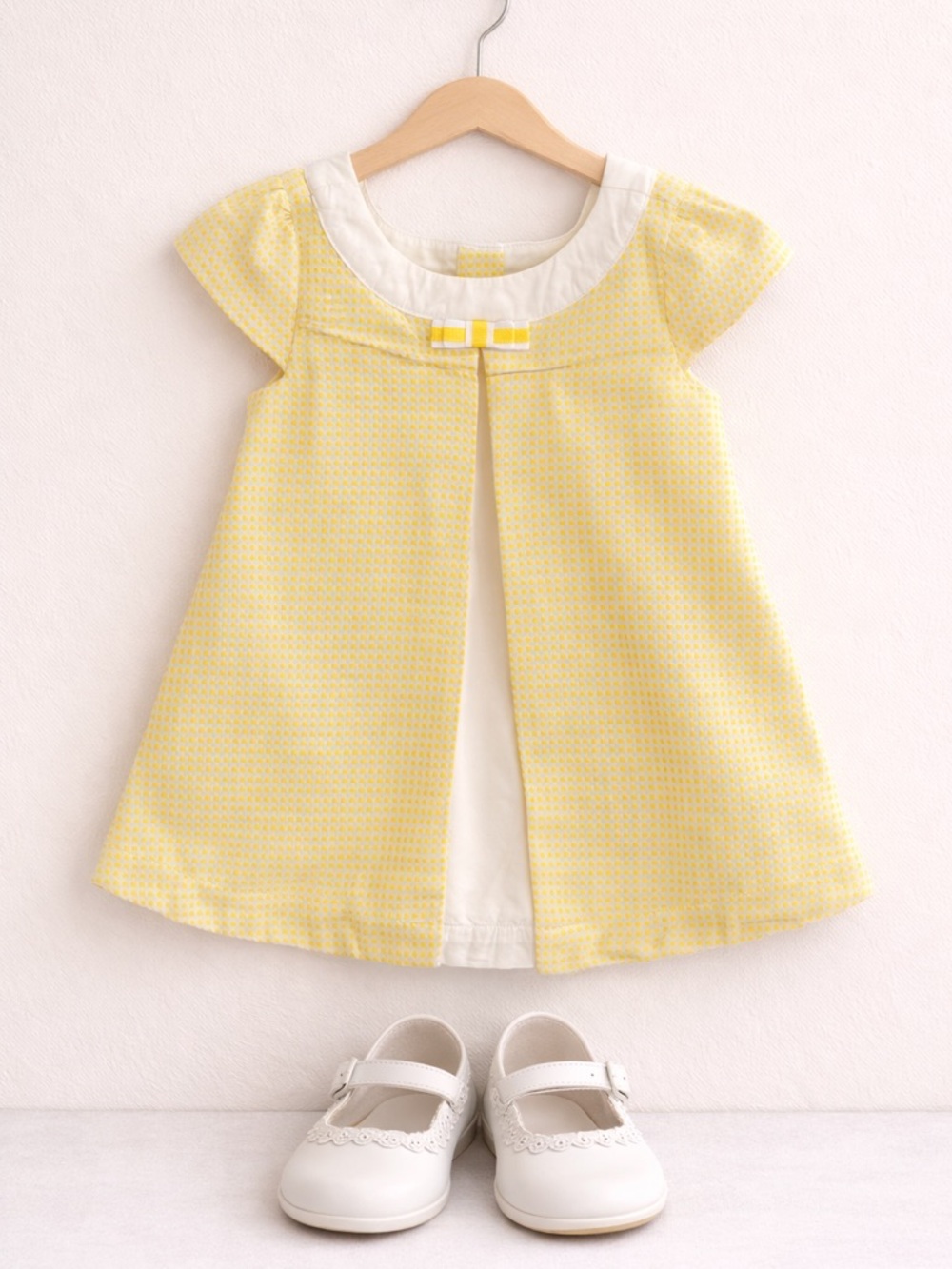 Janie and Jack Yellow and White Girls' Formal Dress with Bow
